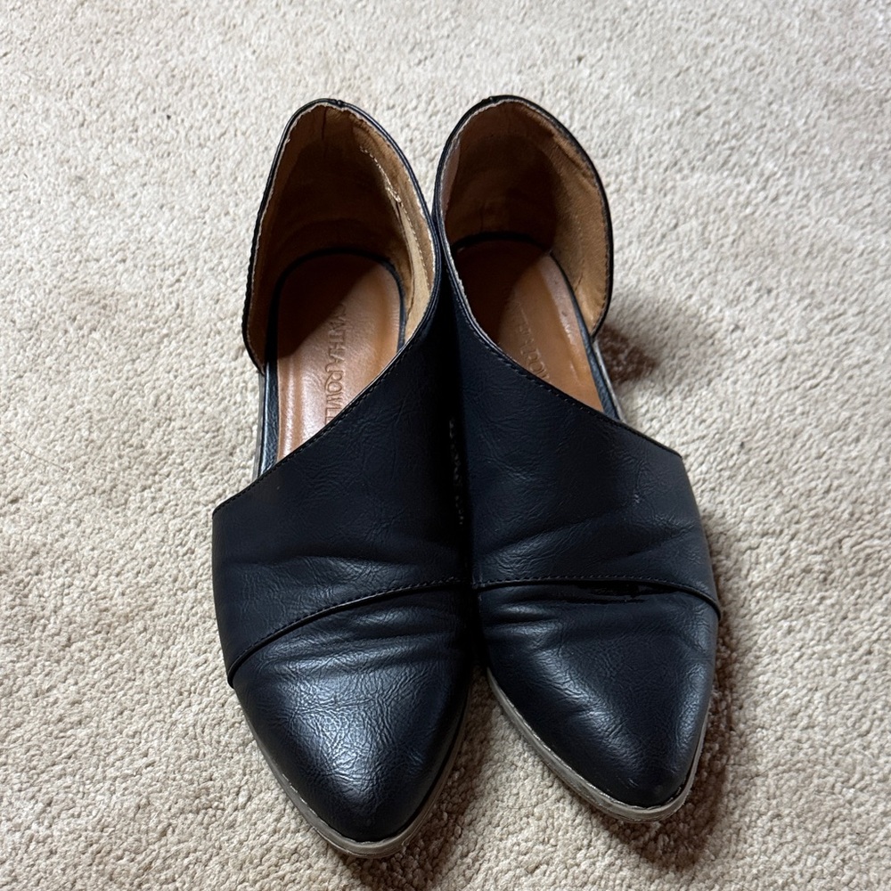 Cynthia Rowley Black Leather Flats Size 8